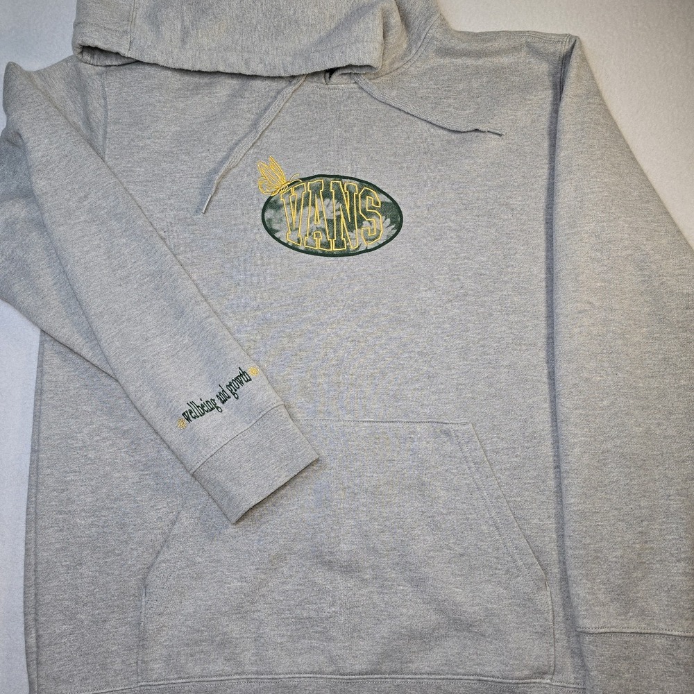 Vans Dept Of Mental Physics Hoodie L Grey Daisy Butterfly Flower Gorpcore Fleece